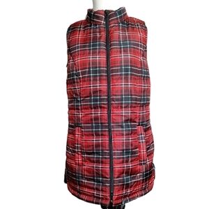 North Style Black and Red Plaid Vest Size S